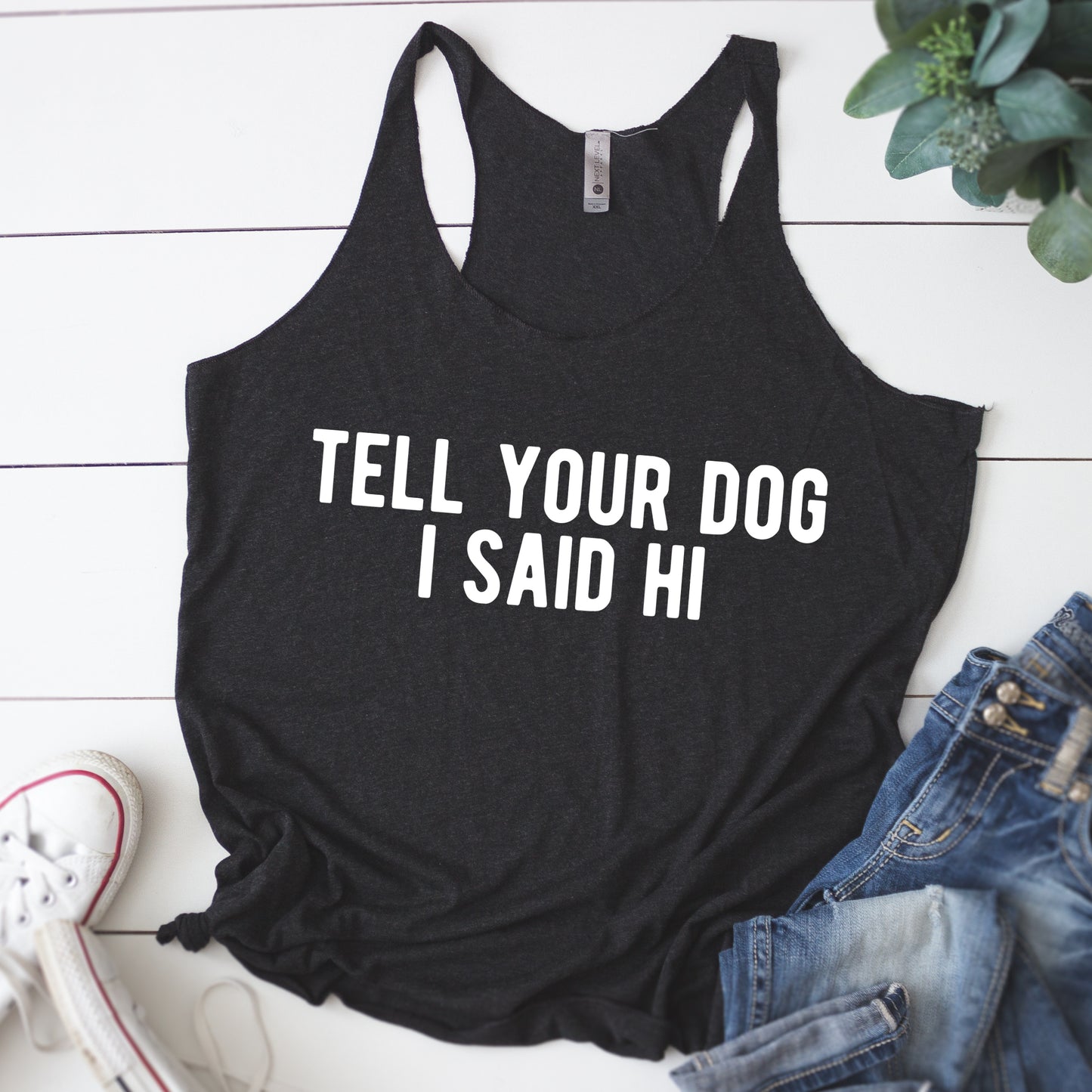 Tell Your Dog Hi Women's Racerback Tank