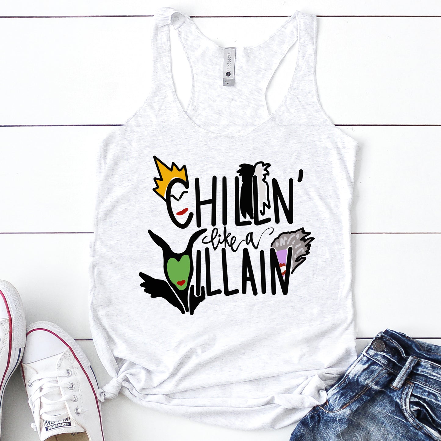 Chillin Like A Villian Women's Racerback Tank - Flop The World Pop