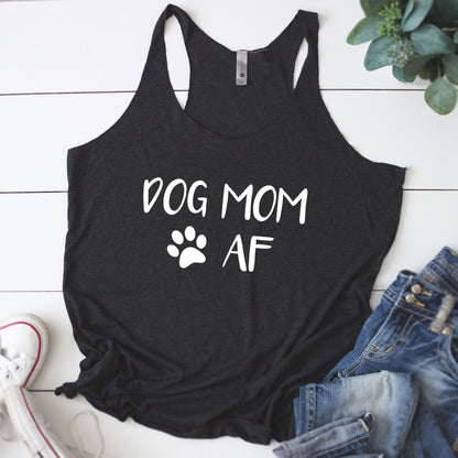 Dog Mom AF Women's Racerback Tank - Flop The World Pop