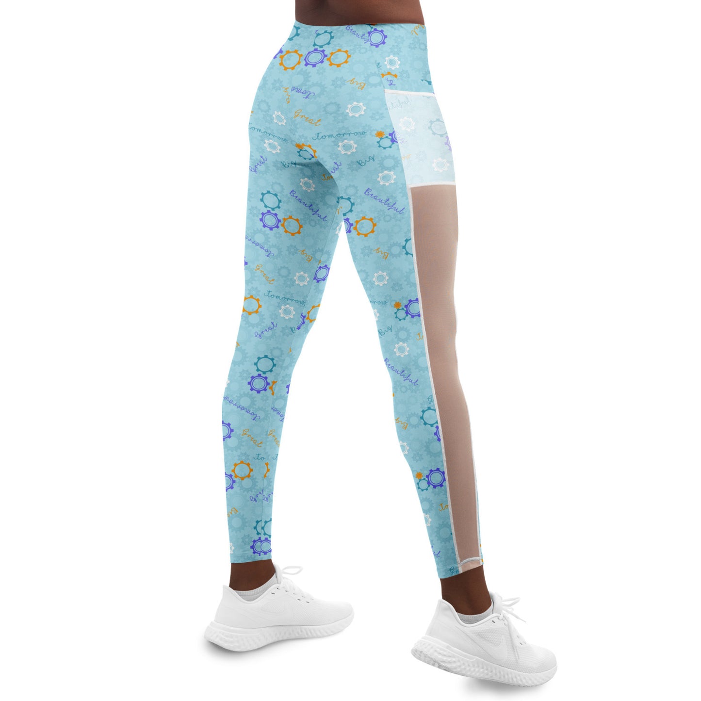 Blue Carousel Of Progress Mesh Leggings