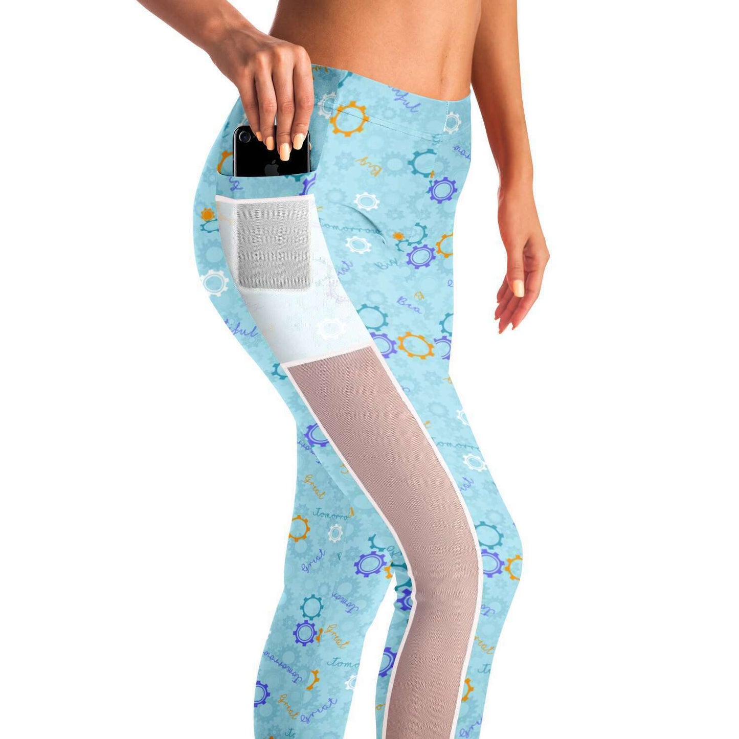 Blue Carousel Of Progress Mesh Leggings