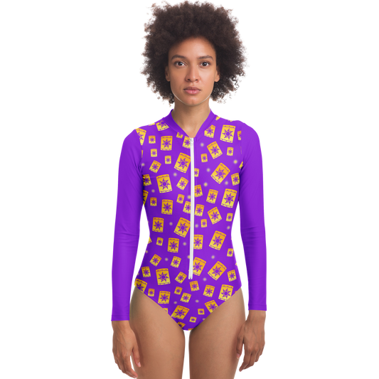 Tangled Lanterns Bodysuit Rashguard Women's Swimsuit