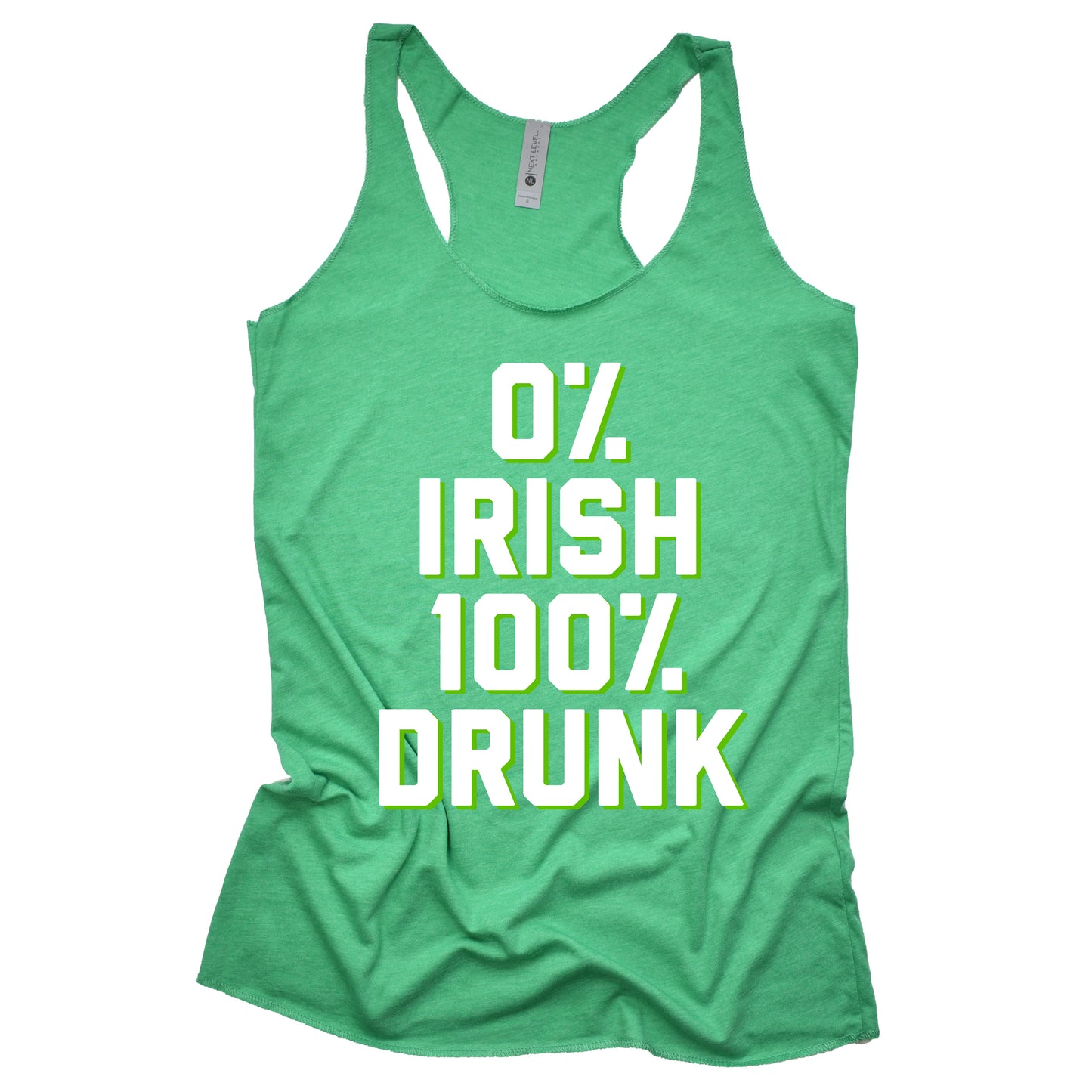 0% Irish 100% Drunk Racerback Tank