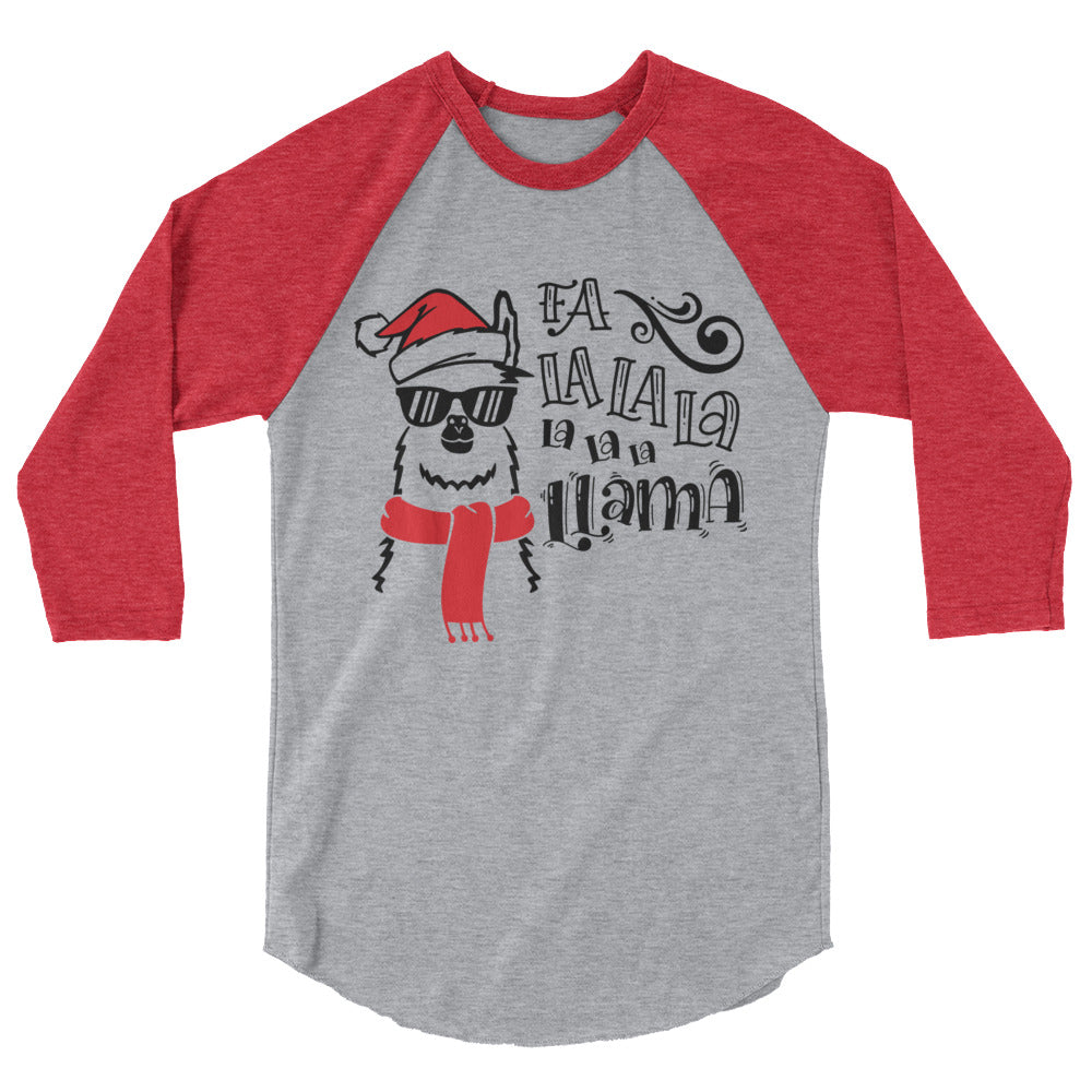 Fa La La La La La La La Llama 3/4 sleeve raglan shirt - Flop The World Pop