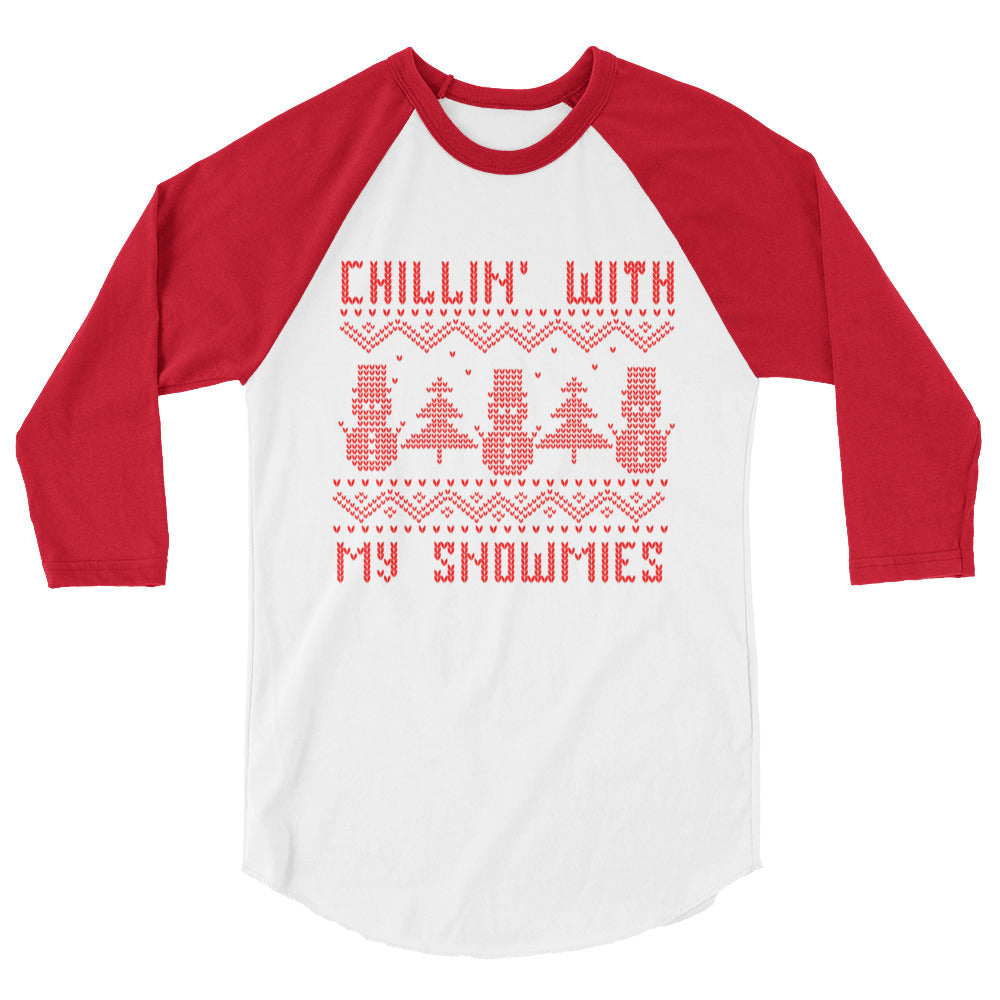 Chillin With My Snowmies 3/4 sleeve raglan shirt - Flop The World Pop