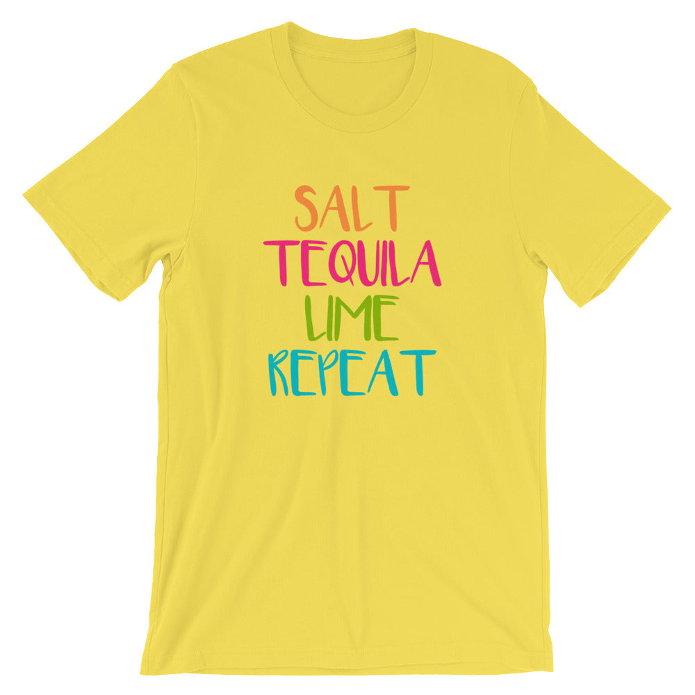 Salt Tequila Lime Repeat Unisex T-Shirt