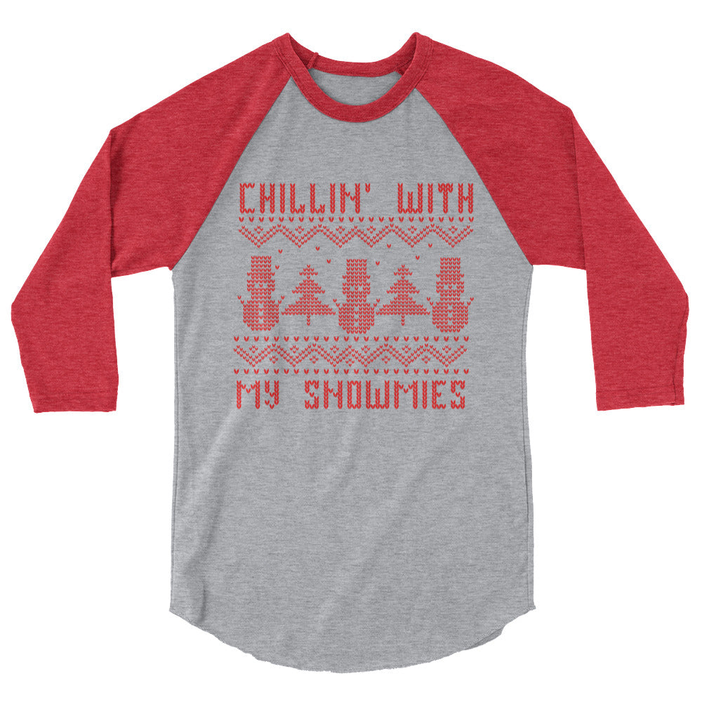 Chillin With My Snowmies 3/4 sleeve raglan shirt - Flop The World Pop