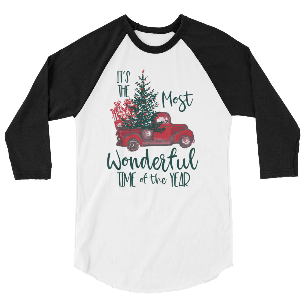 Most Wonderful Time Of The Year 3/4 sleeve raglan shirt - Flop The World Pop