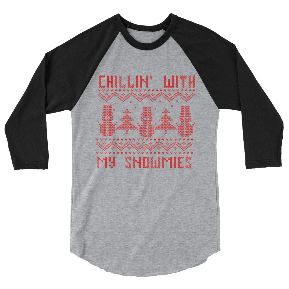 Chillin With My Snowmies 3/4 sleeve raglan shirt - Flop The World Pop