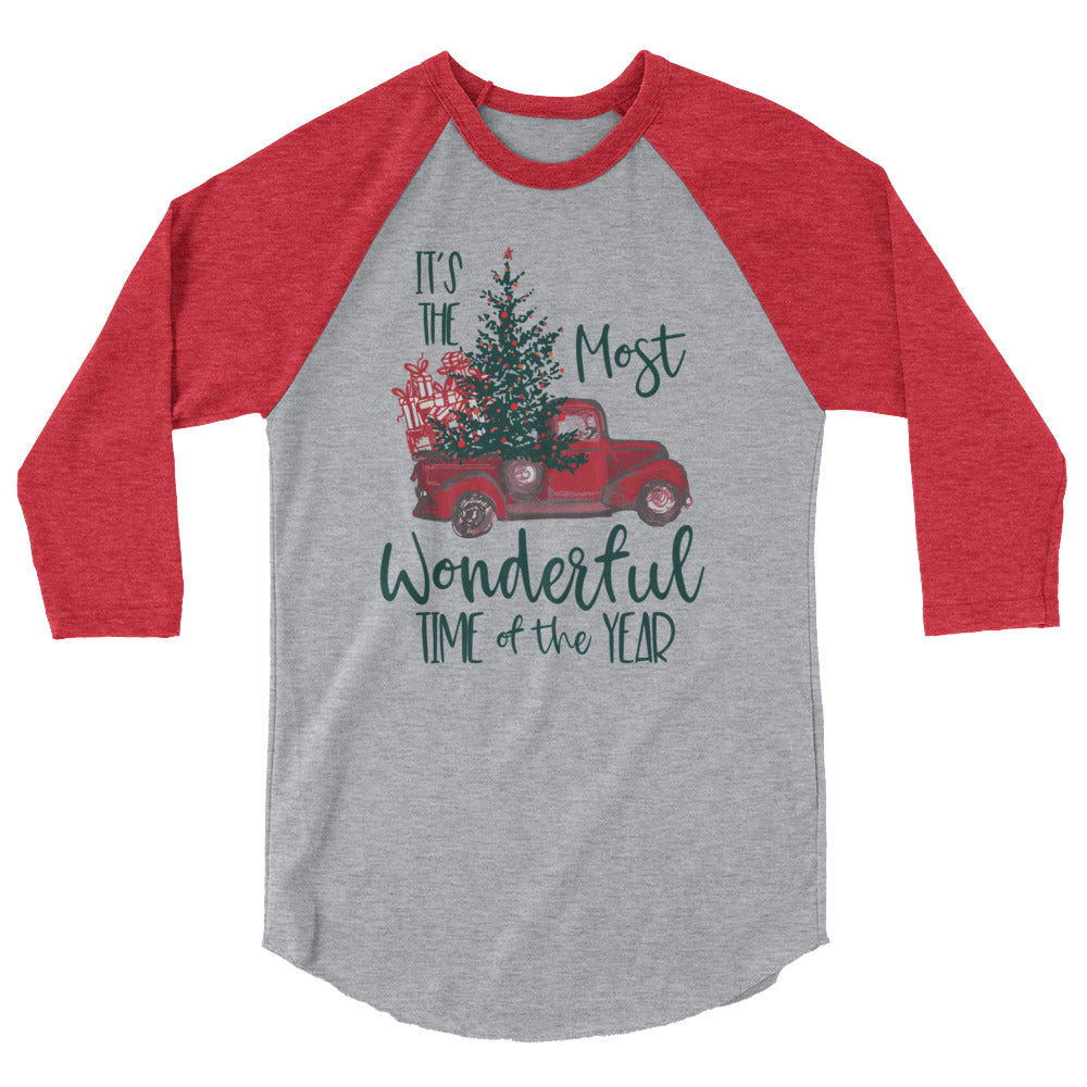 Most Wonderful Time Of The Year 3/4 sleeve raglan shirt - Flop The World Pop