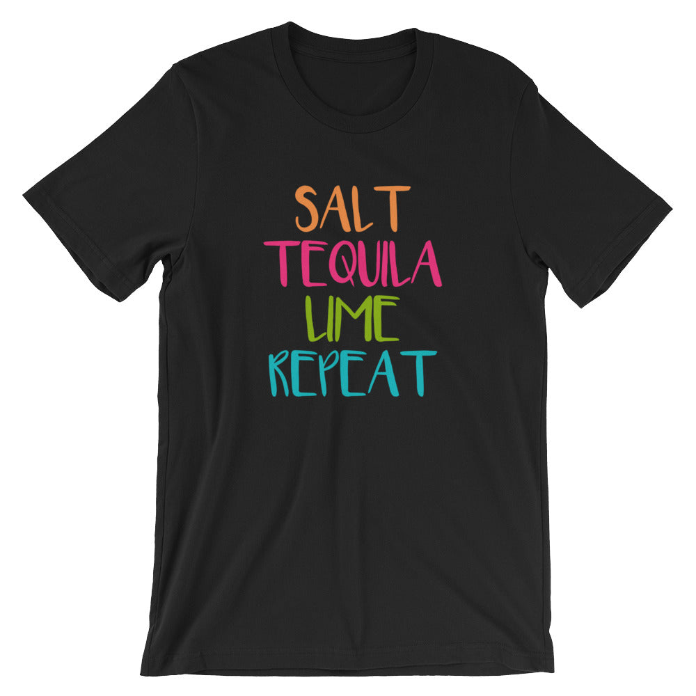 Salt Tequila Lime Repeat Unisex T-Shirt