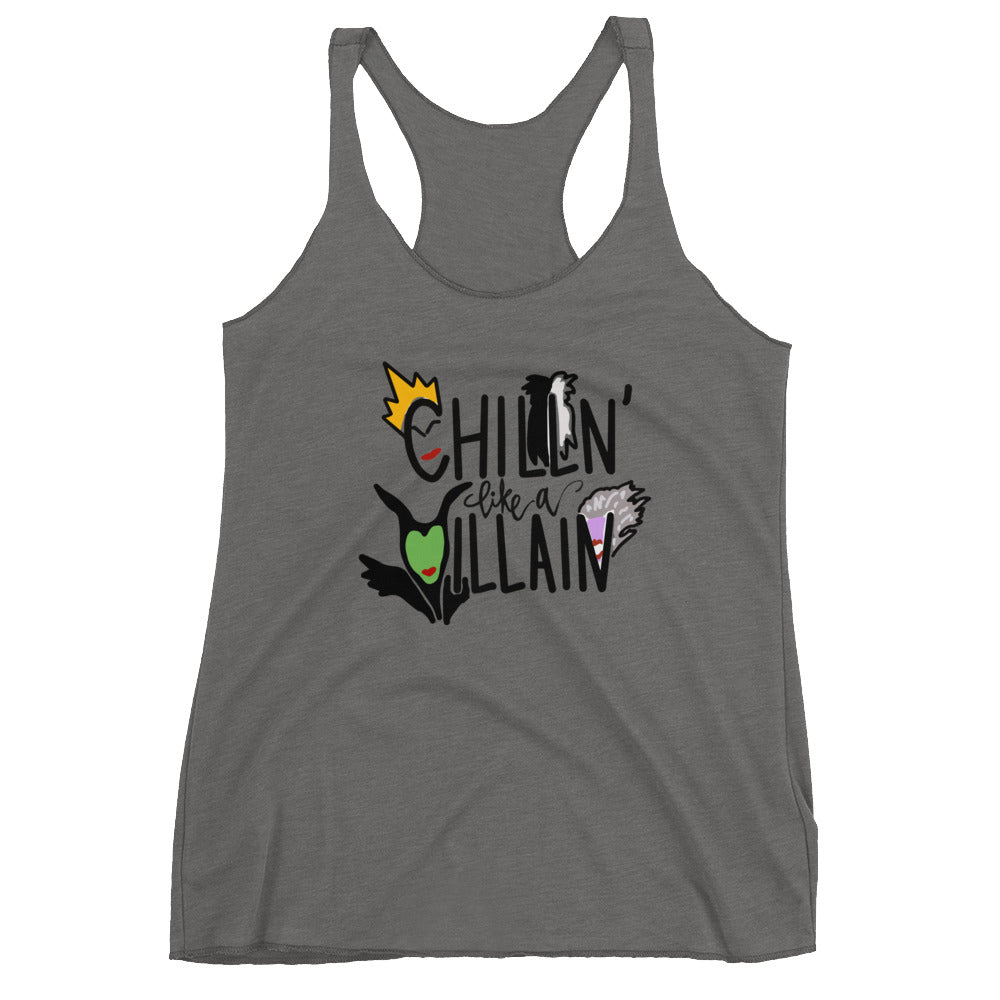 Chillin Like A Villian Women's Racerback Tank - Flop The World Pop