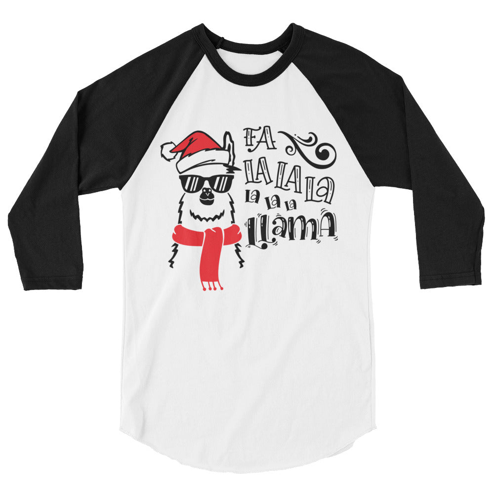 Fa La La La La La La La Llama 3/4 sleeve raglan shirt - Flop The World Pop