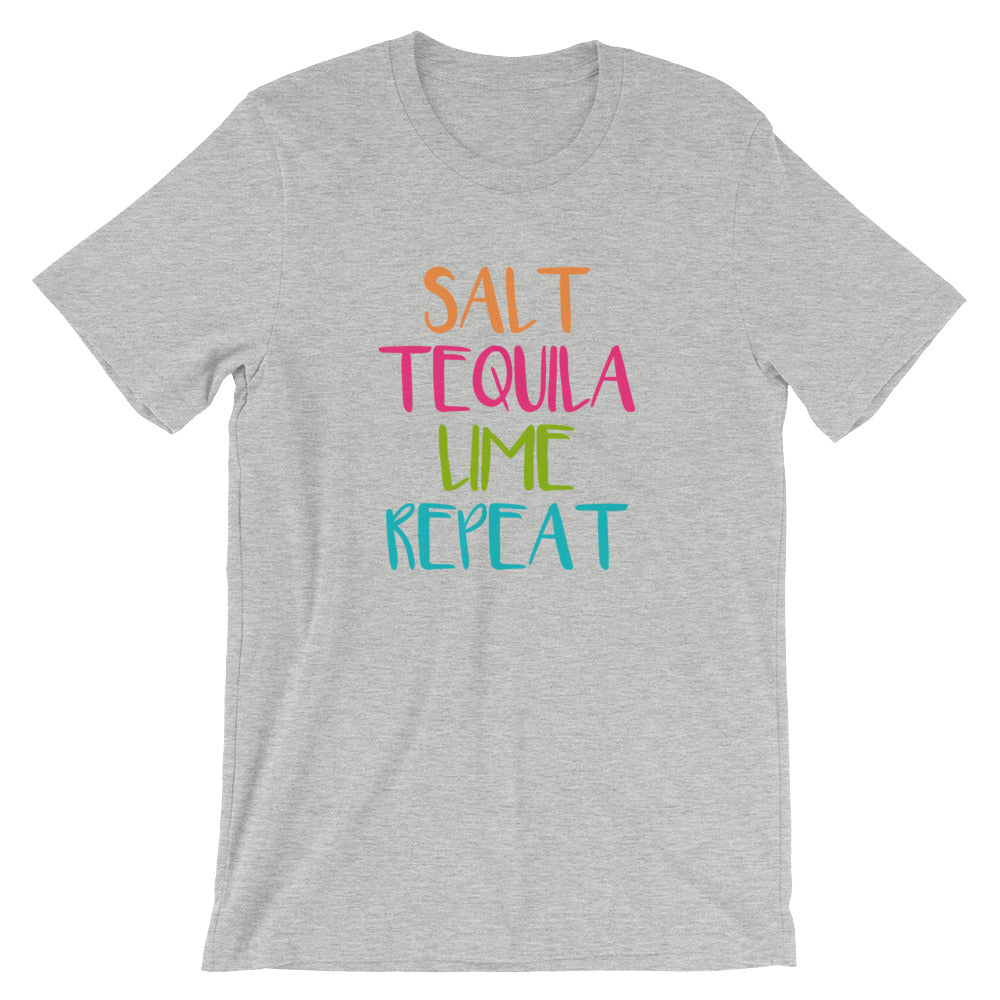 Salt Tequila Lime Repeat Unisex T-Shirt