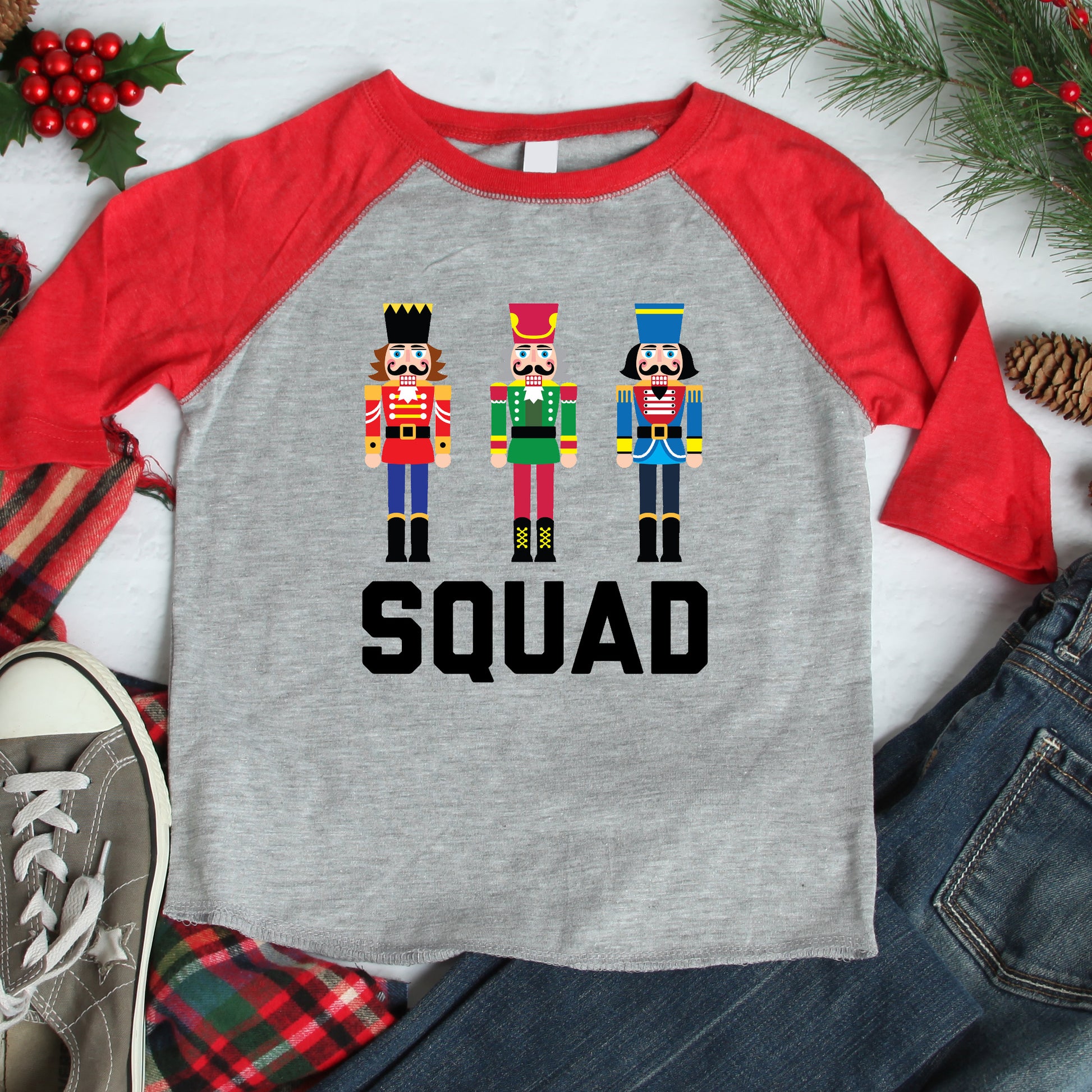 Nutcracker Squad 3/4 sleeve raglan shirt - Flop The World Pop